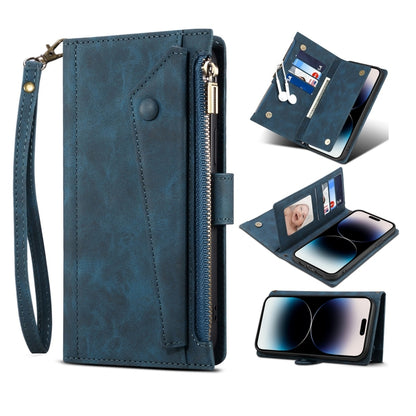 For iPhone 14 Pro Retro Frosted RFID Flip Leather Phone Case(Dark Green) - iPhone 14 Pro Cases by buy2fix | Online Shopping UK | buy2fix