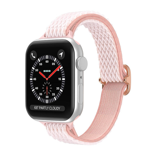 Wave Small Waist Nylon Watch Band For Apple Watch Ultra 49mm&Watch Ultra 2 49mm / Series 9&8&7 45mm / SE 3&SE 2&6&SE&5&4 44mm / 3&2&1 42mm(Pink) by buy2fix