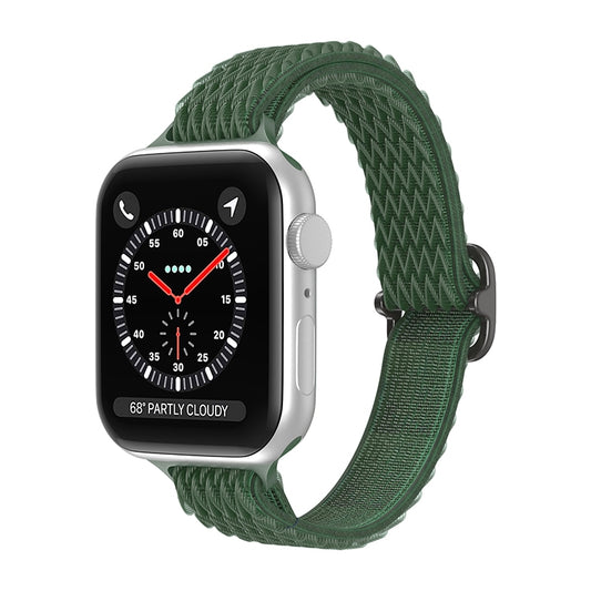 Wave Small Waist Nylon Watch Band For Apple Watch Ultra 49mm&Watch Ultra 2 49mm / Series 9&8&7 45mm / SE 3&SE 2&6&SE&5&4 44mm / 3&2&1 42mm(Army Green) by buy2fix