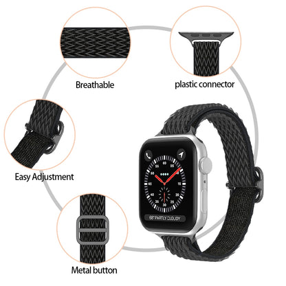 Wave Small Waist Nylon Watch Band For Apple Watch Ultra 49mm&Watch Ultra 2 49mm / Series 9&8&7 45mm / SE 3&SE 2&6&SE&5&4 44mm / 3&2&1 42mm(Blue White) by buy2fix