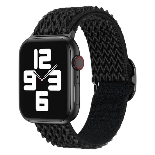 Wave Nylon Watch Band For Apple Watch Ultra 49mm&Watch Ultra 2 49mm / Series 9&8&7 45mm / SE 3&SE 2&6&SE&5&4 44mm / 3&2&1 42mm(Black) by buy2fix