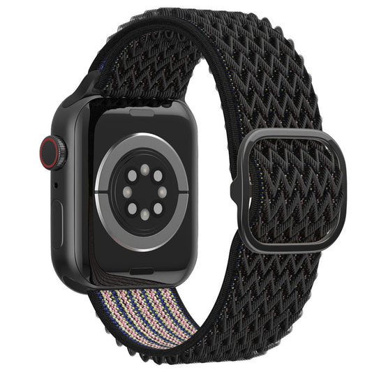 Wave Nylon Watch Band For Apple Watch Ultra 49mm&Watch Ultra 2 49mm / Series 9&8&7 45mm / SE 3&SE 2&6&SE&5&4 44mm / 3&2&1 42mm(Obsidian Black) by buy2fix