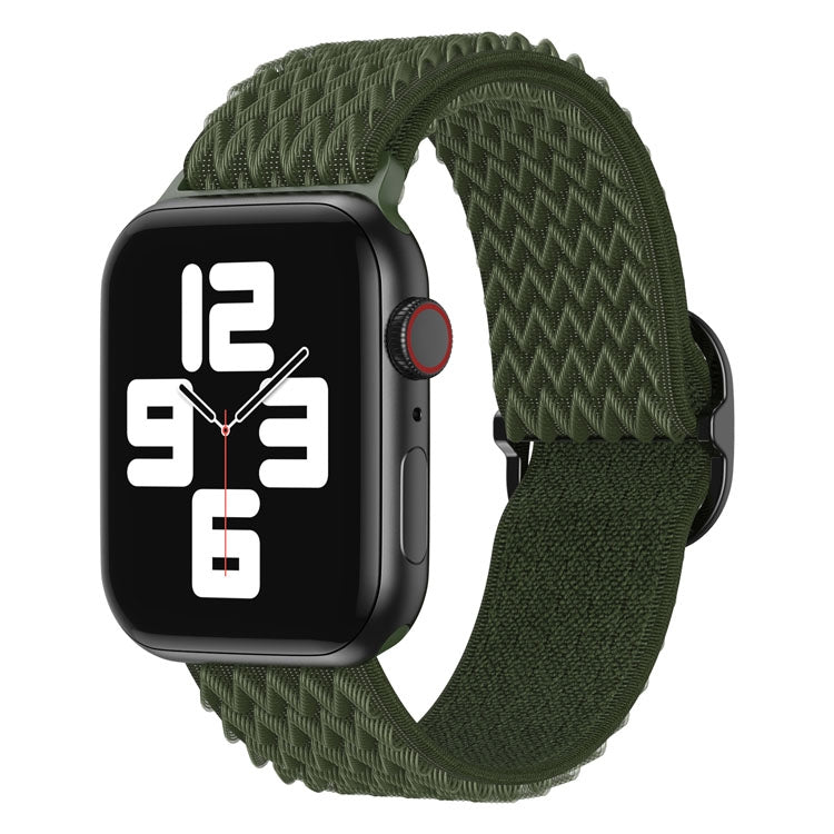 Wave Nylon Watch Band For Apple Watch Ultra 49mm&Watch Ultra 2 49mm / Series 9&8&7 45mm / SE 3&SE 2&6&SE&5&4 44mm / 3&2&1 42mm(Army Green) by buy2fix