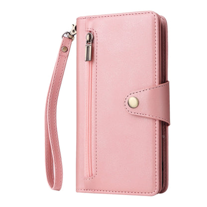 For Google Pixel 6a Rivet Buckle 9 Cards Three Fold Leather Phone Case(Rose Gold) by buy2fix