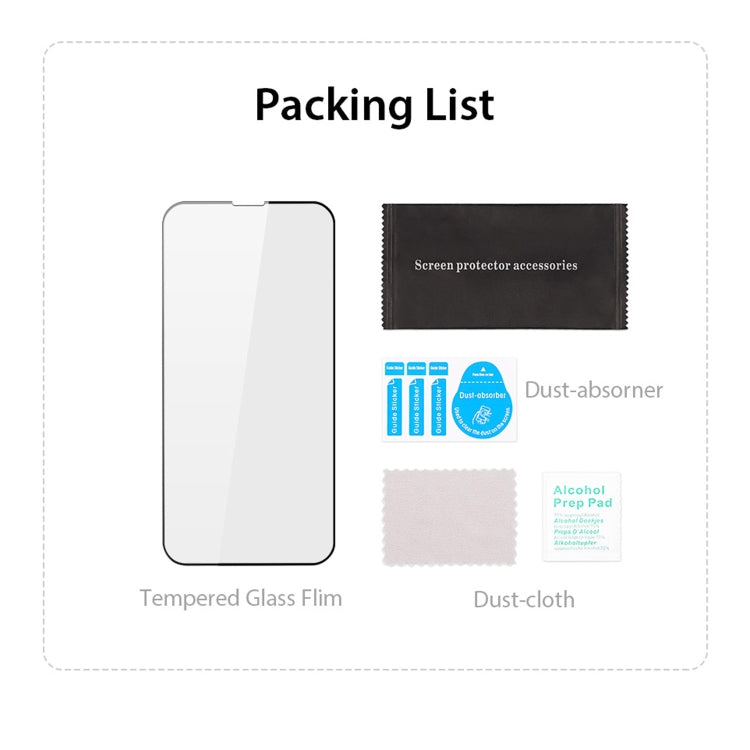 For iPhone 16e / 14 / 13 / 13 Pro 10pcs DUX DUCIS 0.33mm 9H Medium Alumina Tempered Glass Film(Black) by DUX DUCIS