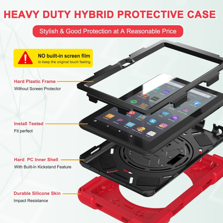 For Amazon Kindle Fire 7 2022 Hard PC Soft Silicone Full Body Tablet Case(Red) - Amazon by buy2fix | Online Shopping UK | buy2fix