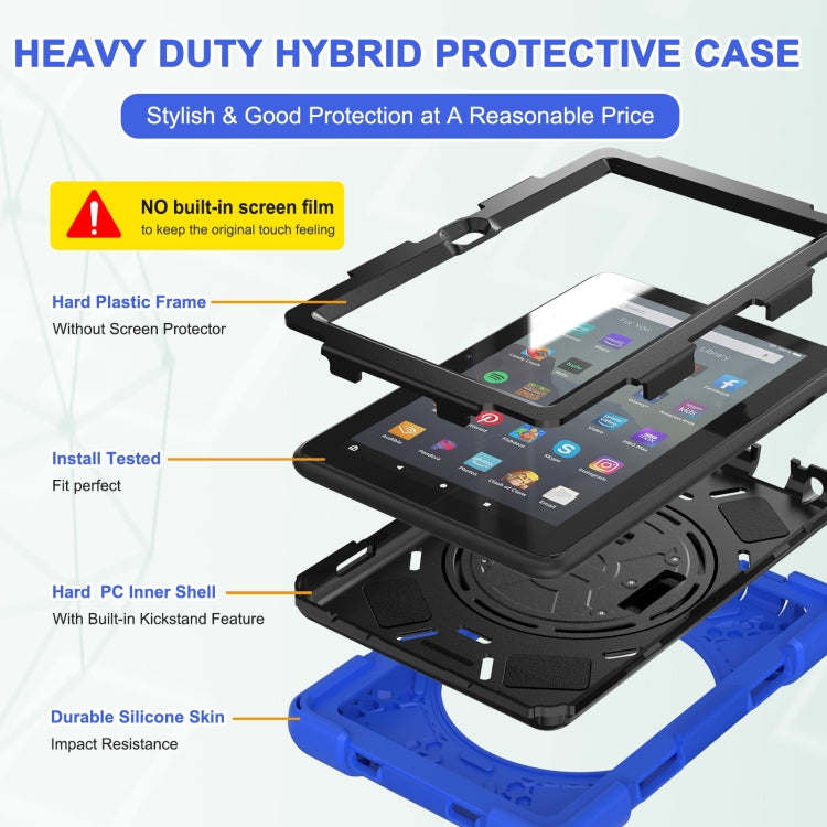 For Amazon Kindle Fire 7 2022 Hard PC Soft Silicone Full Body Tablet Case(Blue) - Amazon by buy2fix | Online Shopping UK | buy2fix