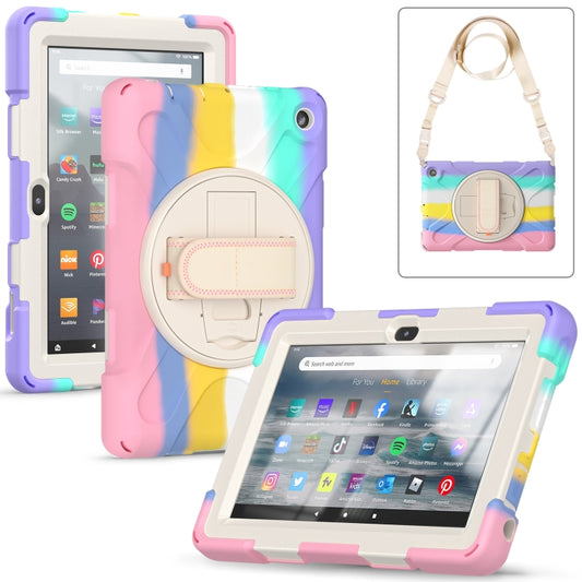 For Amazon Kindle Fire 7 2022 Hard PC Soft Silicone Full Body Tablet Case(Colorful Pink) - Amazon by buy2fix | Online Shopping UK | buy2fix