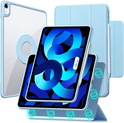 For iPad mini 6 / mini 2024 Tri-fold Magnetic Rotating Smart Leather Tablet Case(Sky Blue) - iPad mini 6 Cases by buy2fix | Online Shopping UK | buy2fix