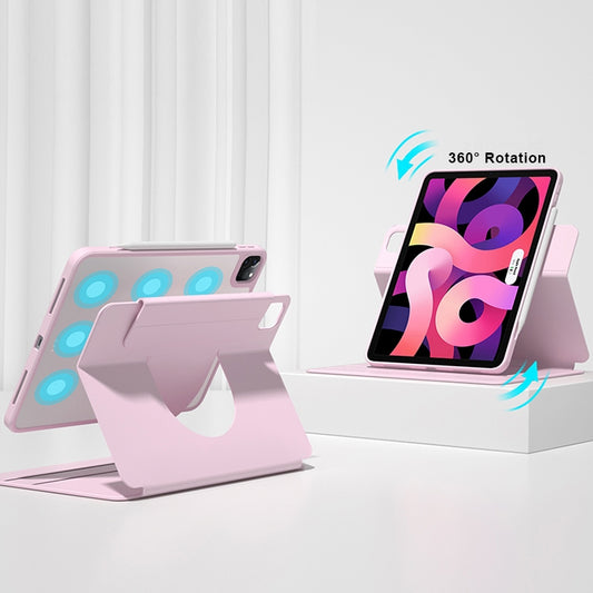 For iPad mini 6 / mini 2024 Front Stand Rotating Clear Back Smart Leather Tablet Case(Pink) - iPad mini 6 Cases by buy2fix | Online Shopping UK | buy2fix