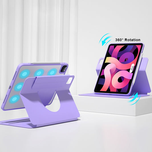 For iPad 10.2 2019 / 2020 / 2021 Front Stand Rotating Clear Back Smart Tablet Case(Light Purple) - iPad 10.2 Cases by buy2fix | Online Shopping UK | buy2fix