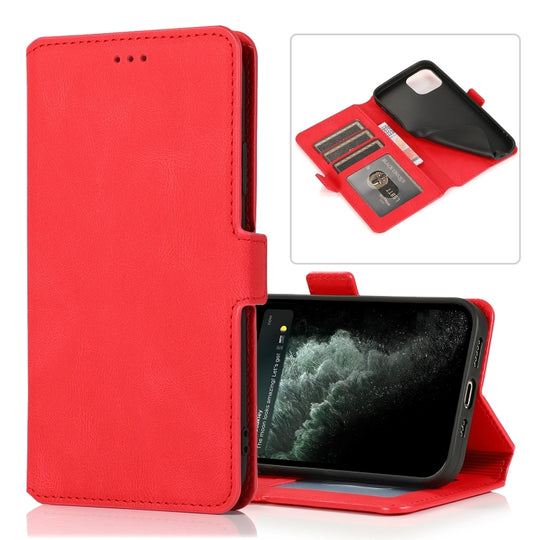 For iPhone 14 Plus Retro Magnetic Closing Clasp Leather Case (Red)