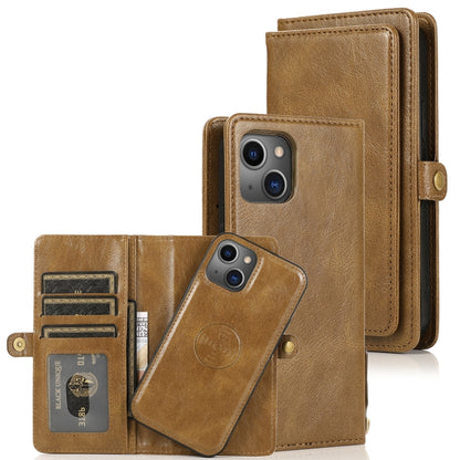 For iPhone 14 Strong Magnetic Detachable Leather Case (Brown) - iPhone 14 Cases by buy2fix | Online Shopping UK | buy2fix
