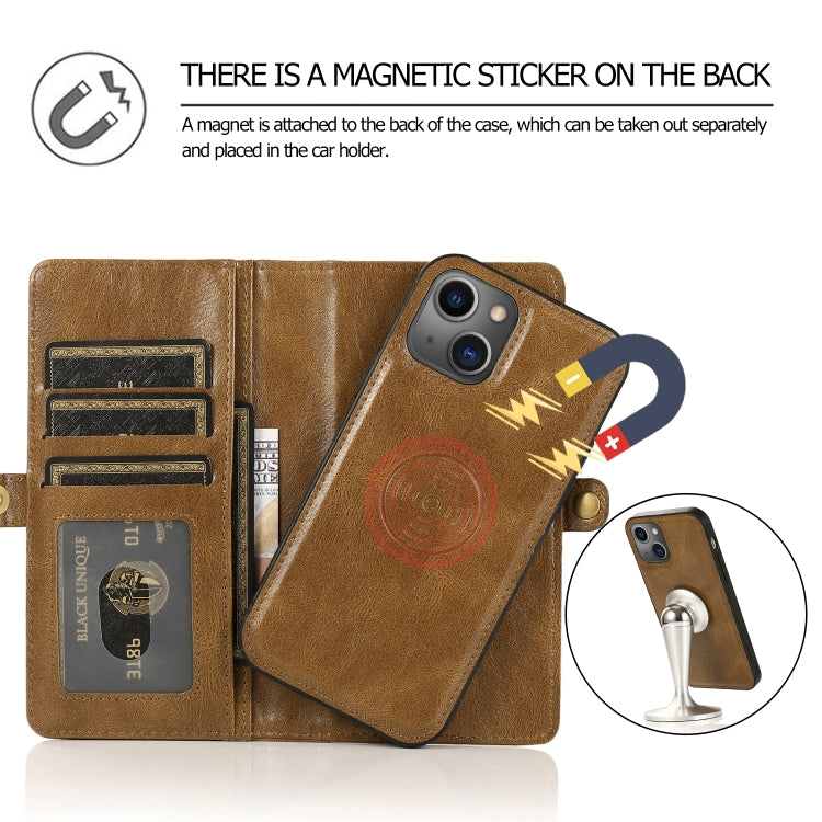 For iPhone 14 Strong Magnetic Detachable Leather Case (Brown) - iPhone 14 Cases by buy2fix | Online Shopping UK | buy2fix