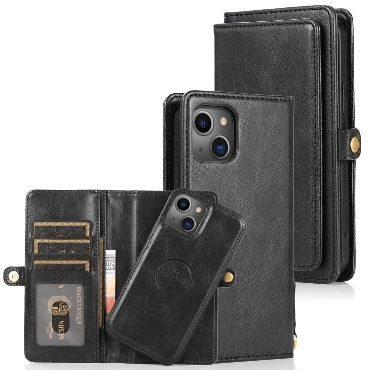 For iPhone 14 Plus Strong Magnetic Detachable Leather Case (Black) - iPhone 14 Plus Cases by buy2fix | Online Shopping UK | buy2fix