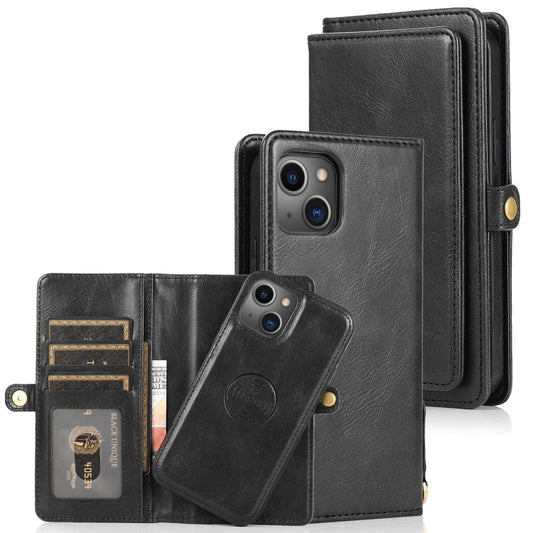 For iPhone 14 Plus Strong Magnetic Detachable Leather Case (Black) - iPhone 14 Plus Cases by buy2fix | Online Shopping UK | buy2fix