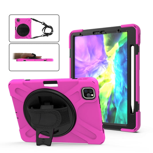 360 Degree Rotation Silicone Protective Cover with Holder & Hand Strap & Long Strap & Pencil Slot For iPad Air 2025 / 10.9 / Pro 11 2021 / 2020 / 2018(Rose Red) - iPad Pro 11 (2020) Cases by buy2fix | Online Shopping UK | buy2fix