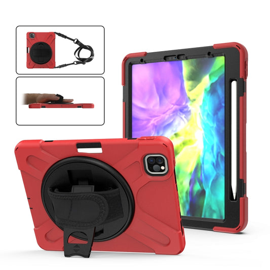 360 Degree Rotation Silicone Protective Cover with Holder & Hand Strap & Long Strap & Pencil Slot For iPad Air 2025 / 10.9 / Pro 11 2021 / 2020 / 2018(Red) - iPad Pro 11 (2020) Cases by buy2fix | Online Shopping UK | buy2fix
