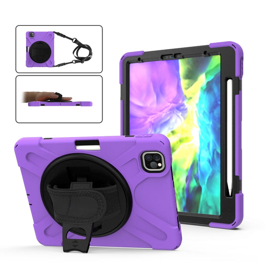 360 Degree Rotation Silicone Protective Cover with Holder & Hand Strap & Long Strap & Pencil Slot For iPad Air 2025 / 10.9 / Pro 11 2021 / 2020 / 2018(Purple) - iPad Pro 11 (2020) Cases by buy2fix | Online Shopping UK | buy2fix