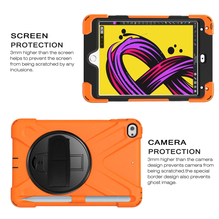 For iPad Mini 5 360 Degree Rotation Silicone Protective Cover with Holder & Hand Strap & Long Strap & Pencil Slot(Orange) - iPad mini (2019) / mini 5 Cases by buy2fix | Online Shopping UK | buy2fix