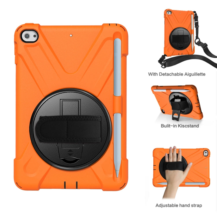 For iPad Mini 5 360 Degree Rotation Silicone Protective Cover with Holder & Hand Strap & Long Strap & Pencil Slot(Orange) - iPad mini (2019) / mini 5 Cases by buy2fix | Online Shopping UK | buy2fix