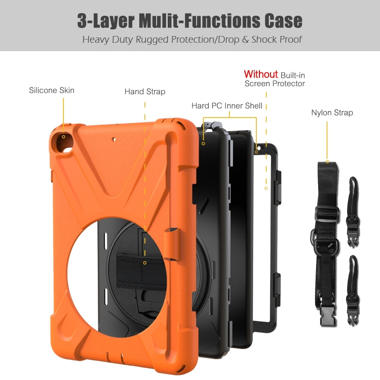 For iPad Mini 5 360 Degree Rotation Silicone Protective Cover with Holder & Hand Strap & Long Strap & Pencil Slot(Orange) - iPad mini (2019) / mini 5 Cases by buy2fix | Online Shopping UK | buy2fix