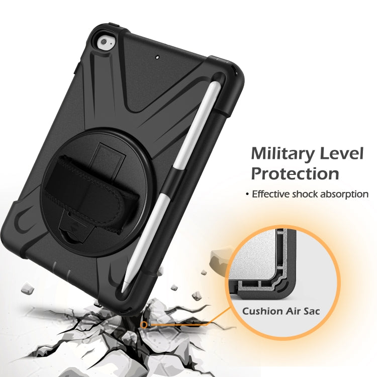 For iPad Mini 5 360 Degree Rotation Silicone Protective Cover with Holder & Hand Strap & Long Strap & Pencil Slot(Black) - iPad mini (2019) / mini 5 Cases by buy2fix | Online Shopping UK | buy2fix