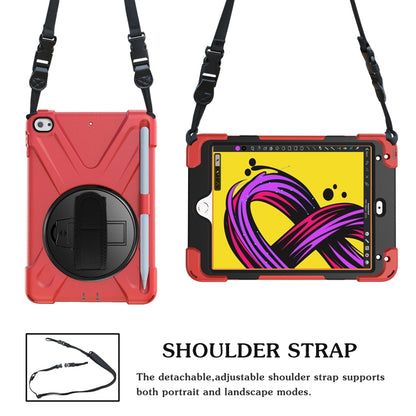 For iPad Mini 5 360 Degree Rotation Silicone Protective Cover with Holder & Hand Strap & Long Strap & Pencil Slot(Red) - iPad mini (2019) / mini 5 Cases by buy2fix | Online Shopping UK | buy2fix