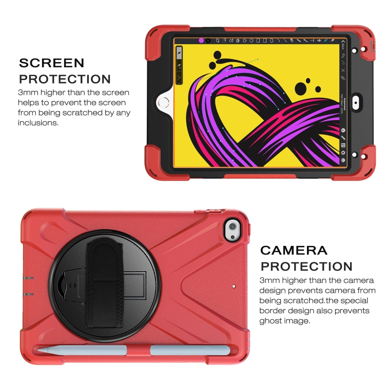 For iPad Mini 5 360 Degree Rotation Silicone Protective Cover with Holder & Hand Strap & Long Strap & Pencil Slot(Red) - iPad mini (2019) / mini 5 Cases by buy2fix | Online Shopping UK | buy2fix