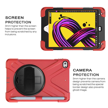 For iPad Mini 5 360 Degree Rotation Silicone Protective Cover with Holder & Hand Strap & Long Strap & Pencil Slot(Red) - iPad mini (2019) / mini 5 Cases by buy2fix | Online Shopping UK | buy2fix