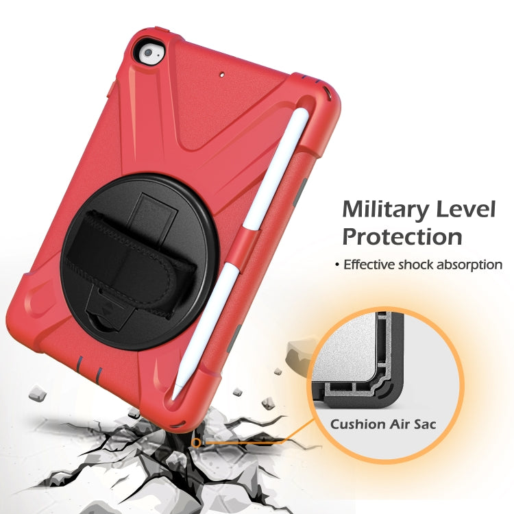 For iPad Mini 5 360 Degree Rotation Silicone Protective Cover with Holder & Hand Strap & Long Strap & Pencil Slot(Red) - iPad mini (2019) / mini 5 Cases by buy2fix | Online Shopping UK | buy2fix