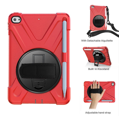 For iPad Mini 5 360 Degree Rotation Silicone Protective Cover with Holder & Hand Strap & Long Strap & Pencil Slot(Red) - iPad mini (2019) / mini 5 Cases by buy2fix | Online Shopping UK | buy2fix