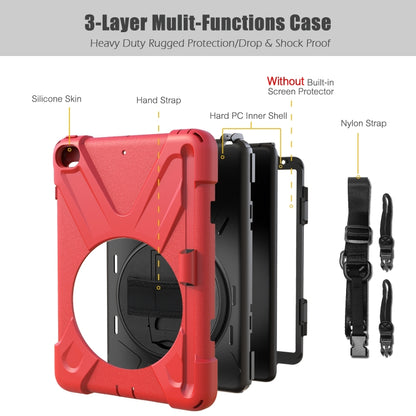 For iPad Mini 5 360 Degree Rotation Silicone Protective Cover with Holder & Hand Strap & Long Strap & Pencil Slot(Red) - iPad mini (2019) / mini 5 Cases by buy2fix | Online Shopping UK | buy2fix