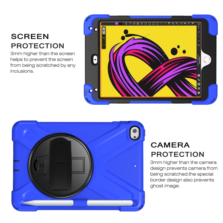 For iPad Mini 5 360 Degree Rotation Silicone Protective Cover with Holder & Hand Strap & Long Strap & Pencil Slot(Blue) - iPad mini (2019) / mini 5 Cases by buy2fix | Online Shopping UK | buy2fix