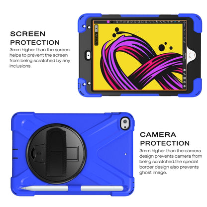 For iPad Mini 5 360 Degree Rotation Silicone Protective Cover with Holder & Hand Strap & Long Strap & Pencil Slot(Blue) - iPad mini (2019) / mini 5 Cases by buy2fix | Online Shopping UK | buy2fix