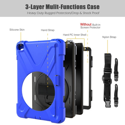 For iPad Mini 5 360 Degree Rotation Silicone Protective Cover with Holder & Hand Strap & Long Strap & Pencil Slot(Blue) - iPad mini (2019) / mini 5 Cases by buy2fix | Online Shopping UK | buy2fix