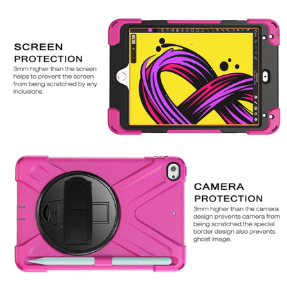 For iPad Mini 5 360 Degree Rotation Silicone Protective Cover with Holder & Hand Strap & Long Strap & Pencil Slot(Rose Red) - iPad mini (2019) / mini 5 Cases by buy2fix | Online Shopping UK | buy2fix