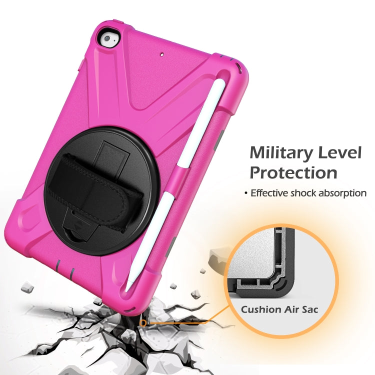 For iPad Mini 5 360 Degree Rotation Silicone Protective Cover with Holder & Hand Strap & Long Strap & Pencil Slot(Rose Red) - iPad mini (2019) / mini 5 Cases by buy2fix | Online Shopping UK | buy2fix