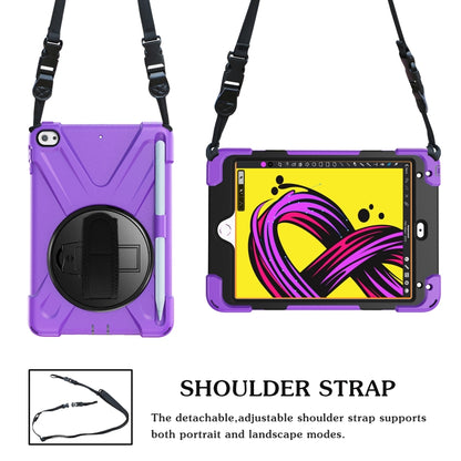 For iPad Mini 5 360 Degree Rotation Silicone Protective Cover with Holder & Hand Strap & Long Strap & Pencil Slot(Purple) - iPad mini (2019) / mini 5 Cases by buy2fix | Online Shopping UK | buy2fix