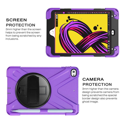For iPad Mini 5 360 Degree Rotation Silicone Protective Cover with Holder & Hand Strap & Long Strap & Pencil Slot(Purple) - iPad mini (2019) / mini 5 Cases by buy2fix | Online Shopping UK | buy2fix