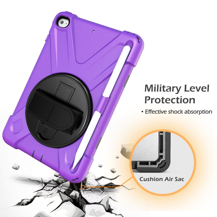 For iPad Mini 5 360 Degree Rotation Silicone Protective Cover with Holder & Hand Strap & Long Strap & Pencil Slot(Purple) - iPad mini (2019) / mini 5 Cases by buy2fix | Online Shopping UK | buy2fix