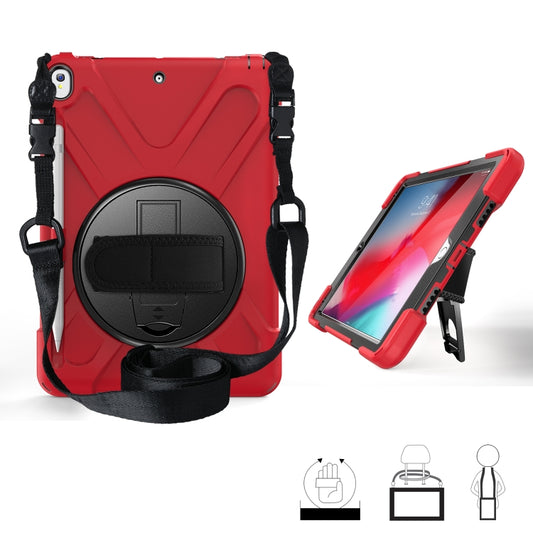 For iPad Pro 10.5 360 Degree Rotation Silicone Protective Cover with Holder & Hand Strap & Long Strap & Pencil Slot(Red) - iPad Pro 10.5 inch Cases by buy2fix | Online Shopping UK | buy2fix