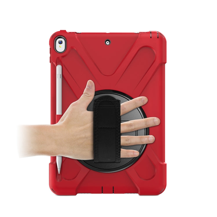 For iPad Pro 10.5 360 Degree Rotation Silicone Protective Cover with Holder & Hand Strap & Long Strap & Pencil Slot(Red) - iPad Pro 10.5 inch Cases by buy2fix | Online Shopping UK | buy2fix