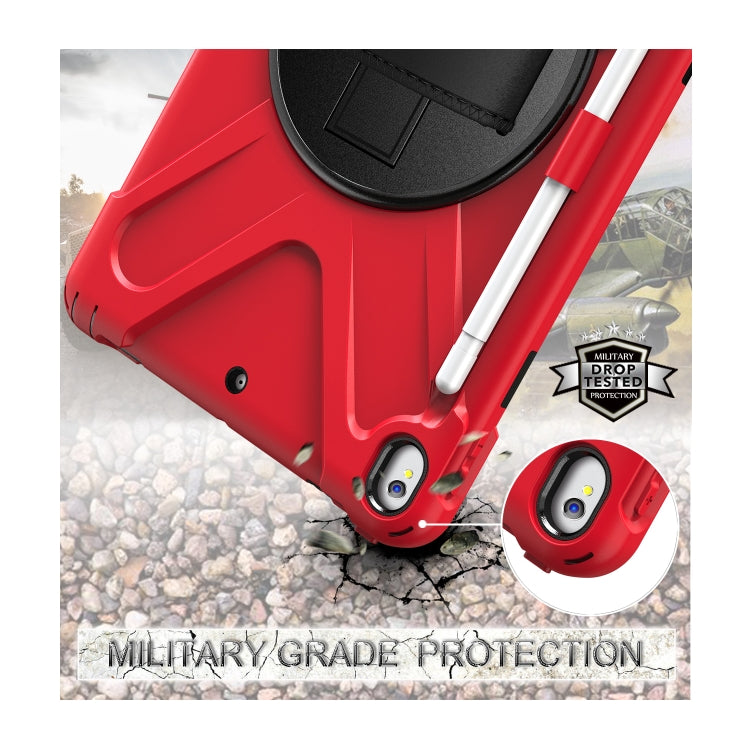For iPad Pro 10.5 360 Degree Rotation Silicone Protective Cover with Holder & Hand Strap & Long Strap & Pencil Slot(Red) - iPad Pro 10.5 inch Cases by buy2fix | Online Shopping UK | buy2fix