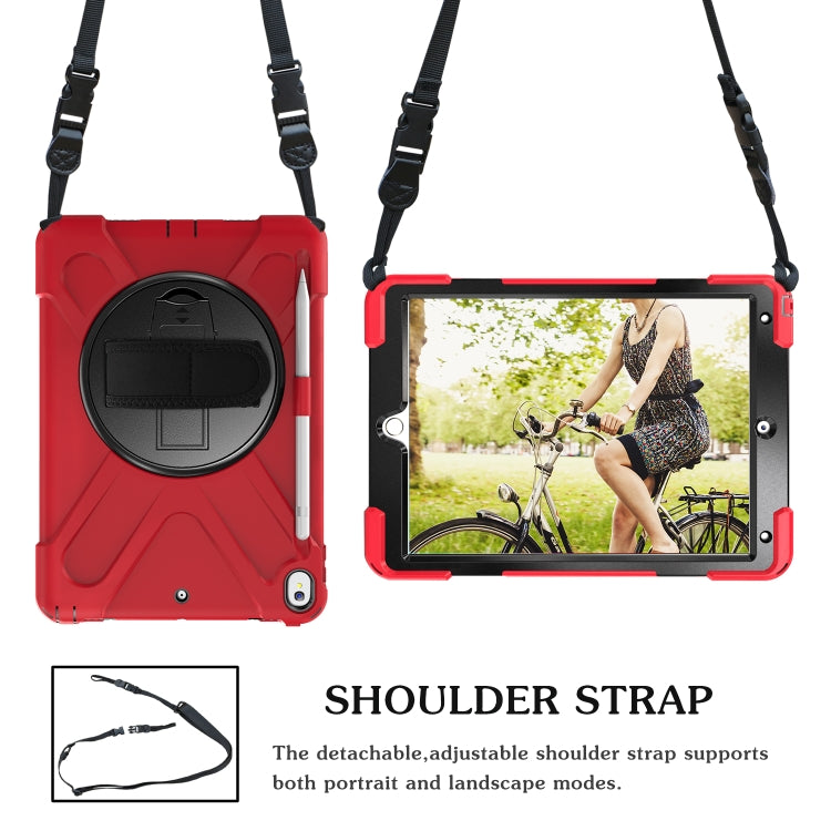 For iPad Pro 10.5 360 Degree Rotation Silicone Protective Cover with Holder & Hand Strap & Long Strap & Pencil Slot(Red) - iPad Pro 10.5 inch Cases by buy2fix | Online Shopping UK | buy2fix