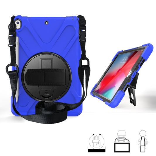 For iPad Pro 10.5 360 Degree Rotation Silicone Protective Cover with Holder & Hand Strap & Long Strap & Pencil Slot(Blue) - iPad Pro 10.5 inch Cases by buy2fix | Online Shopping UK | buy2fix