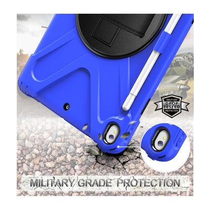 For iPad Pro 10.5 360 Degree Rotation Silicone Protective Cover with Holder & Hand Strap & Long Strap & Pencil Slot(Blue) - iPad Pro 10.5 inch Cases by buy2fix | Online Shopping UK | buy2fix