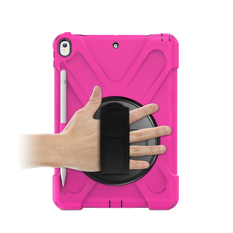 For iPad Pro 10.5 360 Degree Rotation Silicone Protective Cover with Holder & Hand Strap & Long Strap & Pencil Slot(Rose Red) - iPad Pro 10.5 inch Cases by buy2fix | Online Shopping UK | buy2fix