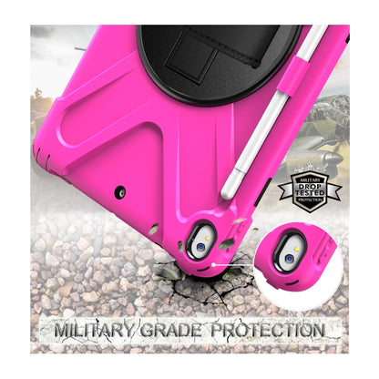 For iPad Pro 10.5 360 Degree Rotation Silicone Protective Cover with Holder & Hand Strap & Long Strap & Pencil Slot(Rose Red) - iPad Pro 10.5 inch Cases by buy2fix | Online Shopping UK | buy2fix