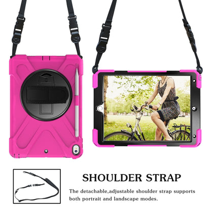 For iPad Pro 10.5 360 Degree Rotation Silicone Protective Cover with Holder & Hand Strap & Long Strap & Pencil Slot(Rose Red) - iPad Pro 10.5 inch Cases by buy2fix | Online Shopping UK | buy2fix